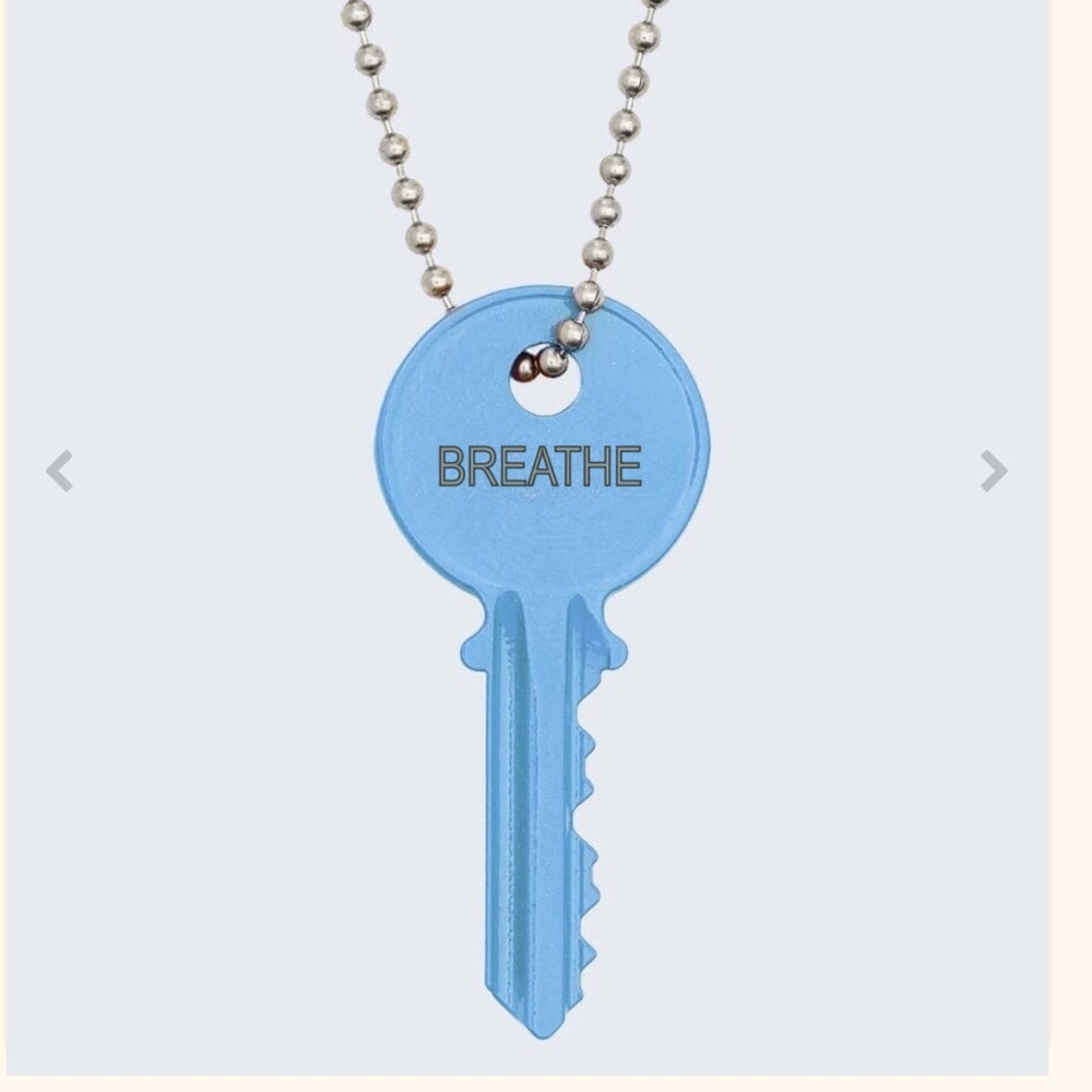 The Giving Keys Blue Breathe Pendant Necklace with Silver Ball Chain